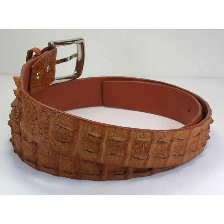 Light Brown Crocodile Backbone Belts