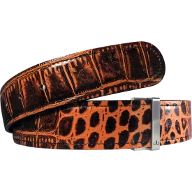 Light Brown Crocodile Texture Leather Belt