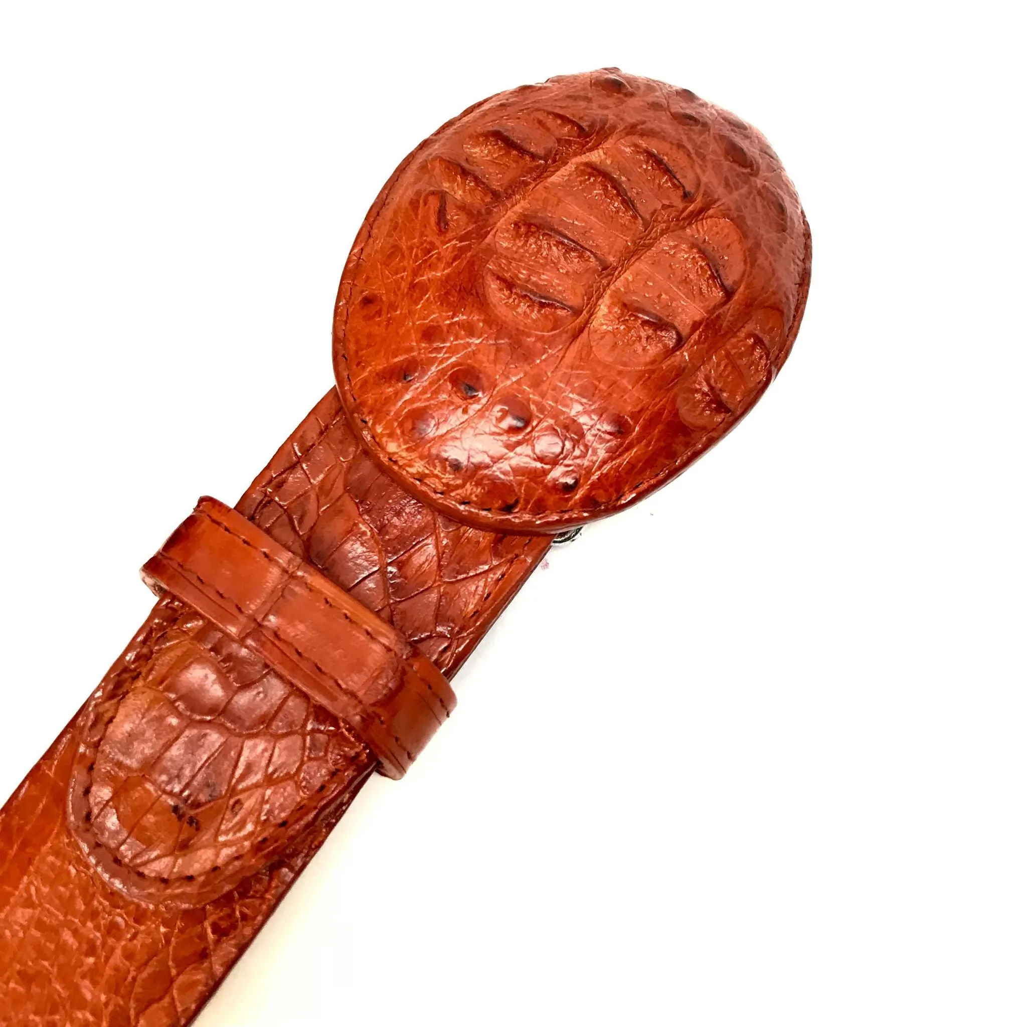 Los Altos Cognac Hornback Crocodile Belt