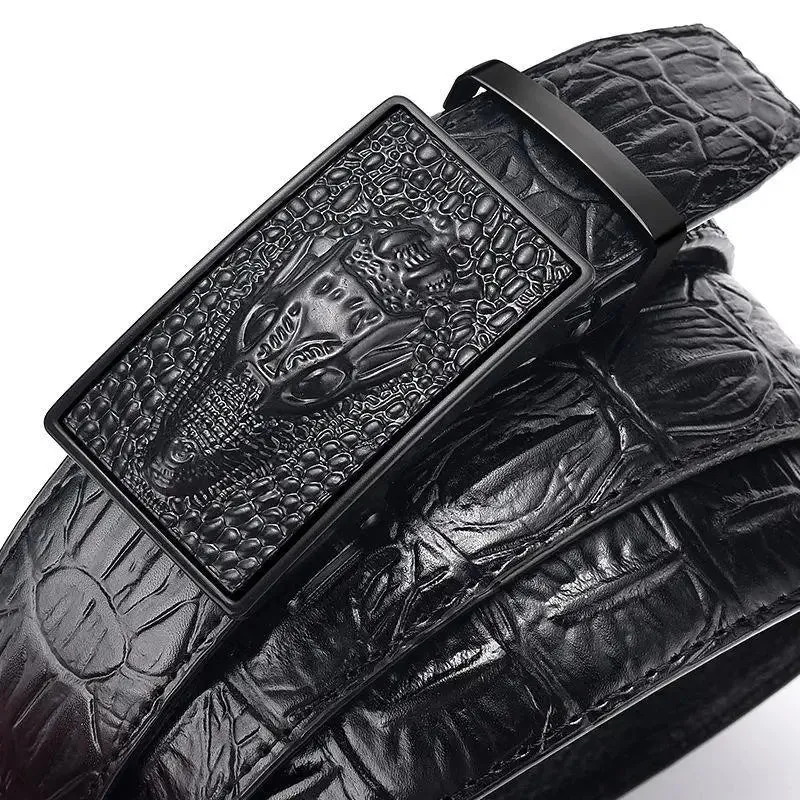 Luxury Crocodile Pattern Genuine Leather Belt for Men – Automatic Buckle Designer Strap by CCOOLERFIRE