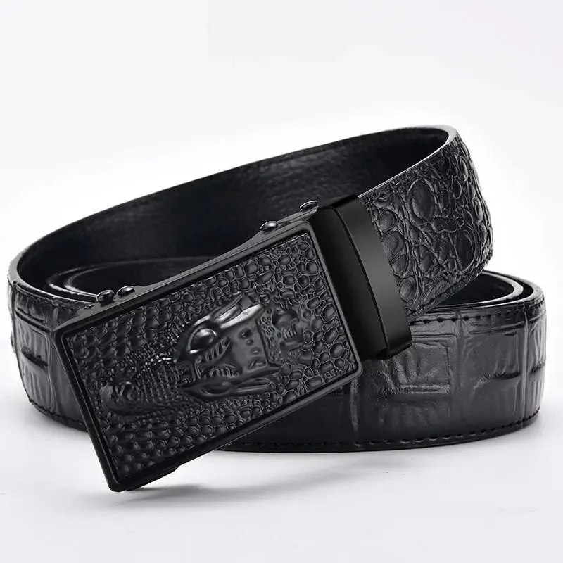 Luxury Crocodile Pattern Genuine Leather Belt for Men – Automatic Buckle Designer Strap by CCOOLERFIRE