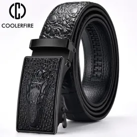 Luxury Crocodile Pattern Genuine Leather Belt for Men – Automatic Buckle Designer Strap by CCOOLERFIRE