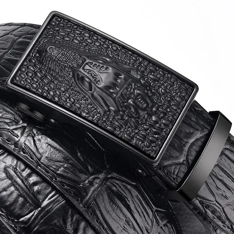 Luxury Crocodile Pattern Genuine Leather Belt for Men – Automatic Buckle Designer Strap by CCOOLERFIRE