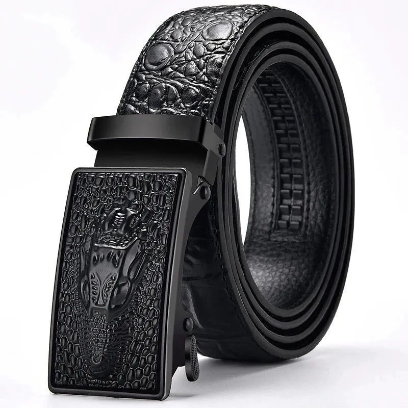 Luxury Crocodile Pattern Genuine Leather Belt for Men – Automatic Buckle Designer Strap by CCOOLERFIRE