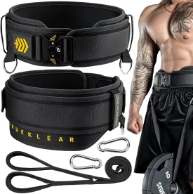 MANUEKLEAR 2-in-1 Weightlifting Belt & Dip Belt with 36.7 IN Rope, Double-Layer Weight Lifting Belts, Powerlifting Gym Weighted Belt for Pull Up Squat
