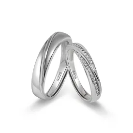 Meissa 2Pcs Couple Rings for Men and Women 925 Sterling Silver Wedding Band Matching Promise Rings Size Adjustable Handmade Bridal Jewelry Size 3-10 (Custom Engraving)