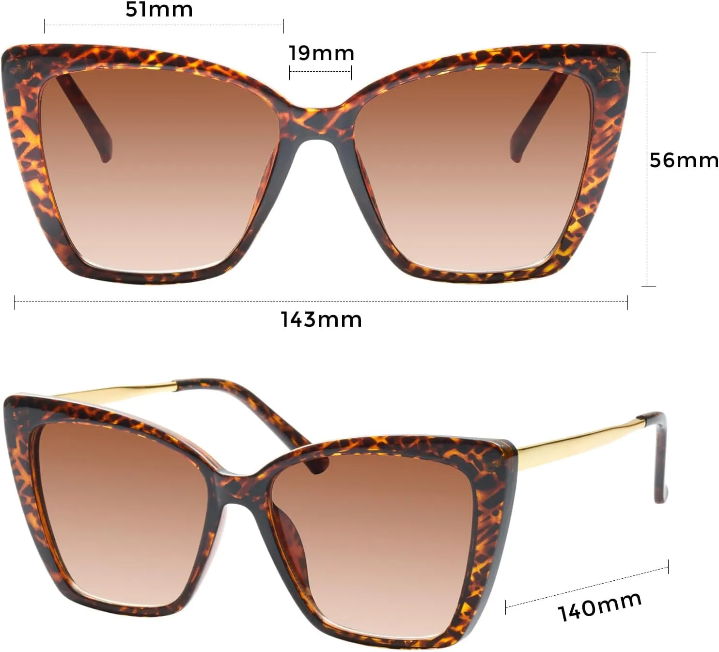 mosanana Oversized Cat Eye Sunglasses for Women Trendy Style MS52028