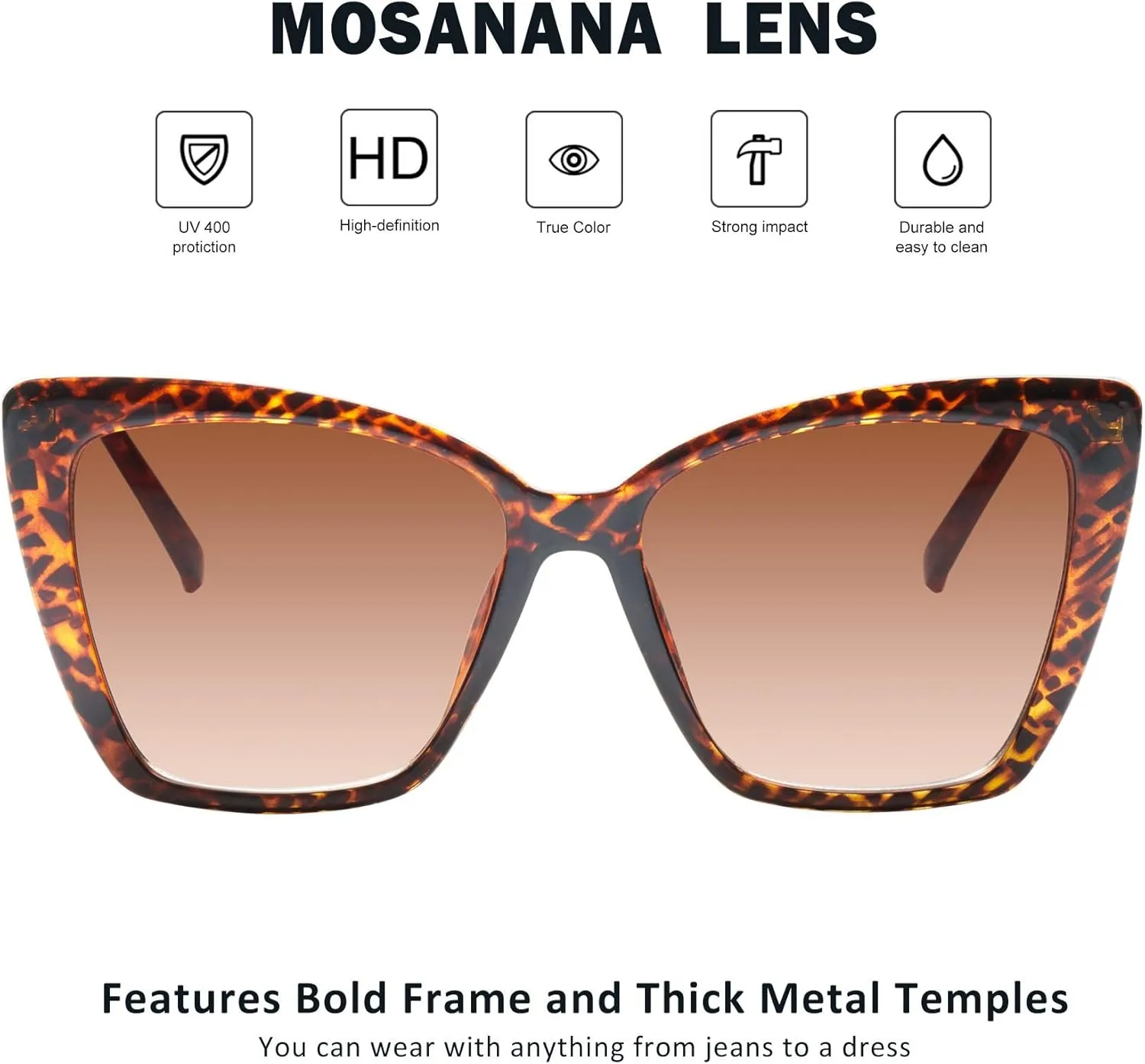 mosanana Oversized Cat Eye Sunglasses for Women Trendy Style MS52028