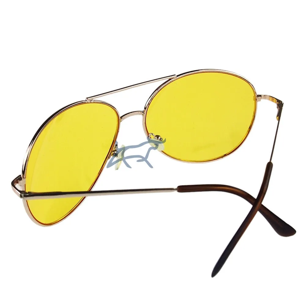 New Unisex Men Women Classic Gold Frame Night Vision Driving Frog Mirror Sunglasses