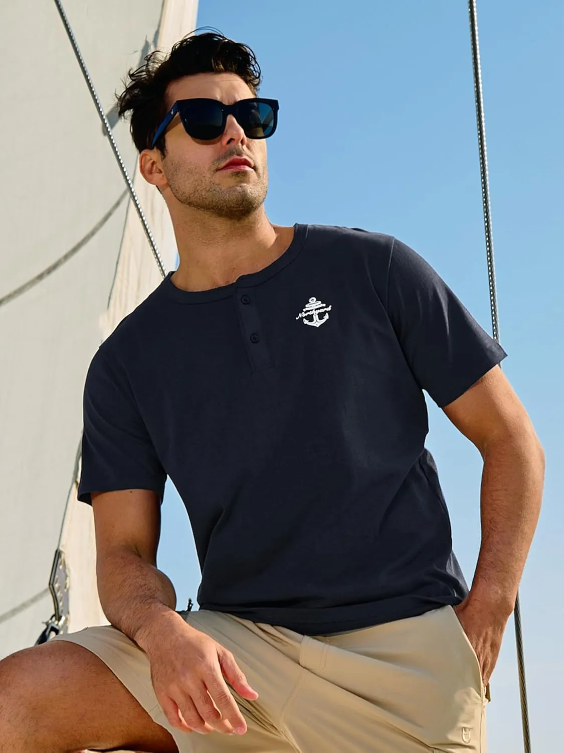 NORTHYARD Men's Henley Shirts Casual Short Sleeve Heavy Cotton T-Shirts Solid Basic Summer Tee Tops