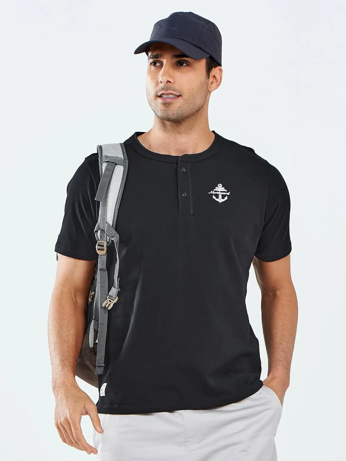 NORTHYARD Men's Henley Shirts Casual Short Sleeve Heavy Cotton T-Shirts Solid Basic Summer Tee Tops