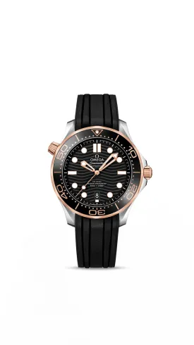 Omega Seamaster 300M Co-Axial Master Chronometer 42mm Steel ‑ Sedna™ Gold on Rubber Strap 210.22.42.20.01.002
