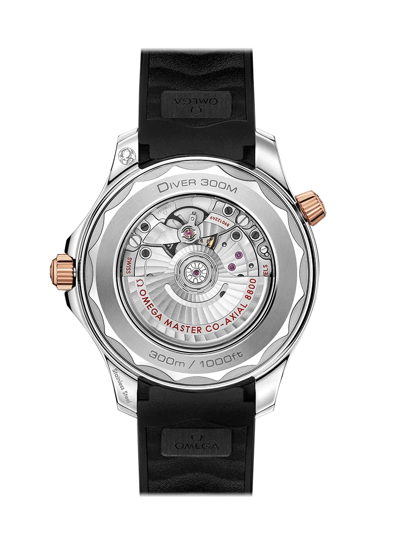 Omega Seamaster 300M Co-Axial Master Chronometer 42mm Steel ‑ Sedna™ Gold on Rubber Strap 210.22.42.20.01.002