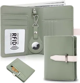 Passport Holder with Airtag for Women/Men,Airtag Passport Wallet for Travel,Cute Passport Holder Rfid Blocking,Travel Wallet for Cards Passport Cover Case (Green)