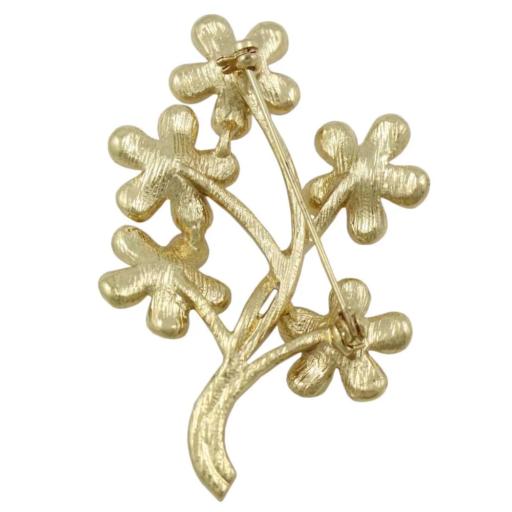 Peach and White Enamel Bunches of Daisies Brooch Pin - PRL402