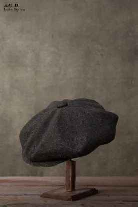 Peaky Hat - Textured Dark Charcoal Wool - M, L