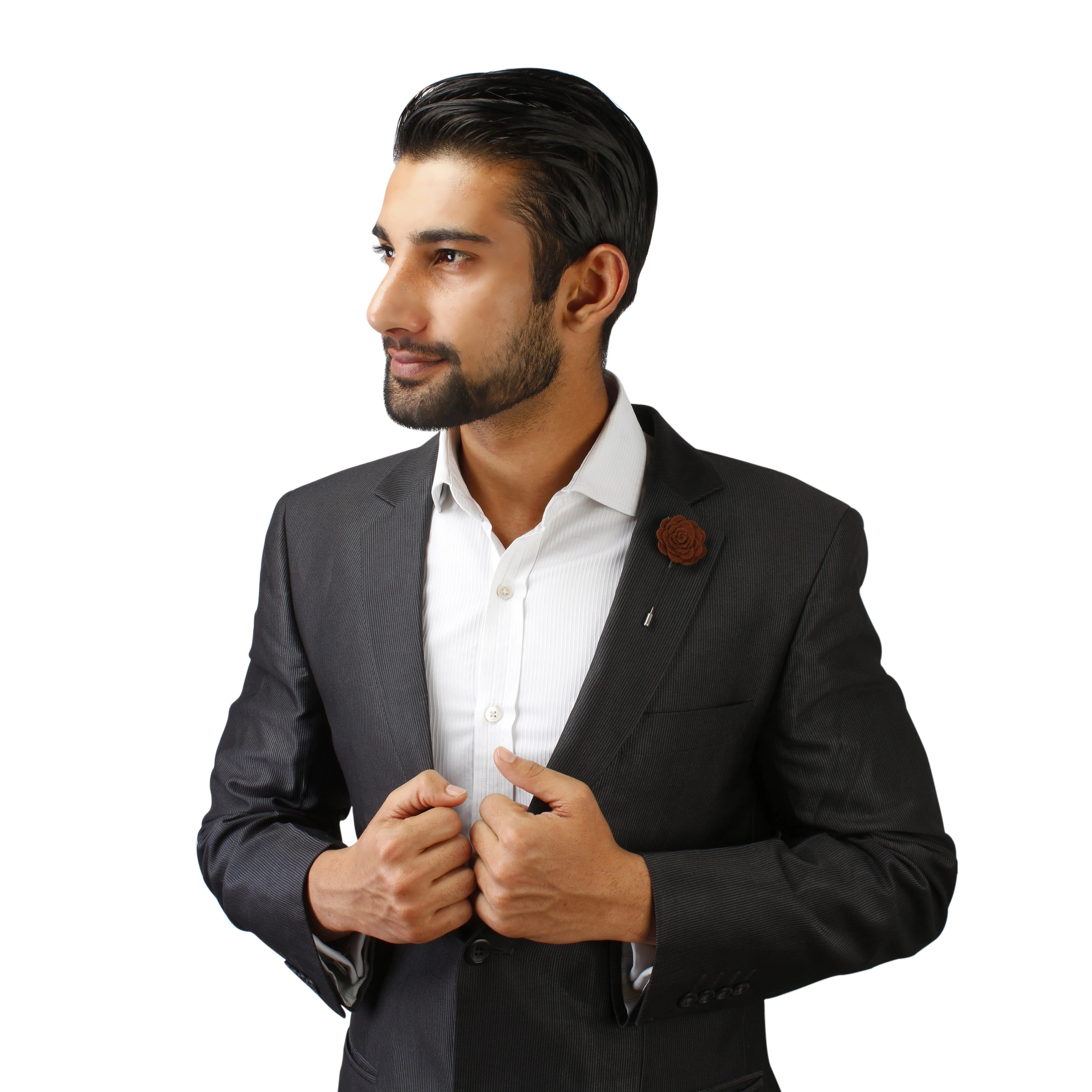 Peluche Blooming Charm Dark Brown Colored Brooch for Men