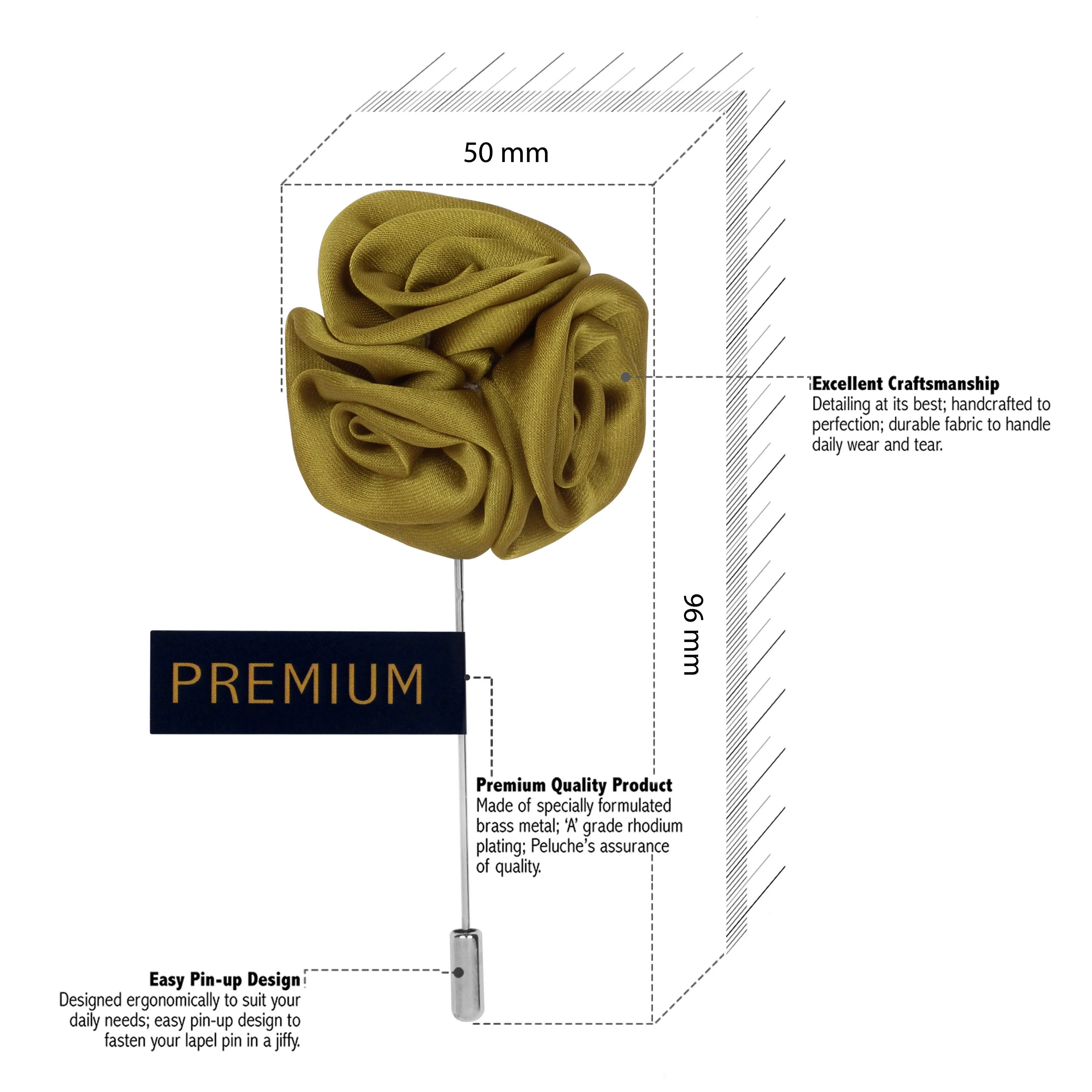 Peluche Ranunculus Flower Olive Brooch Lapel Pin