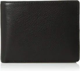 Perry Ellis Men's Park Avenue 100% Leather Wallet with Passcase, Bifold, Durable & Versatile, Black