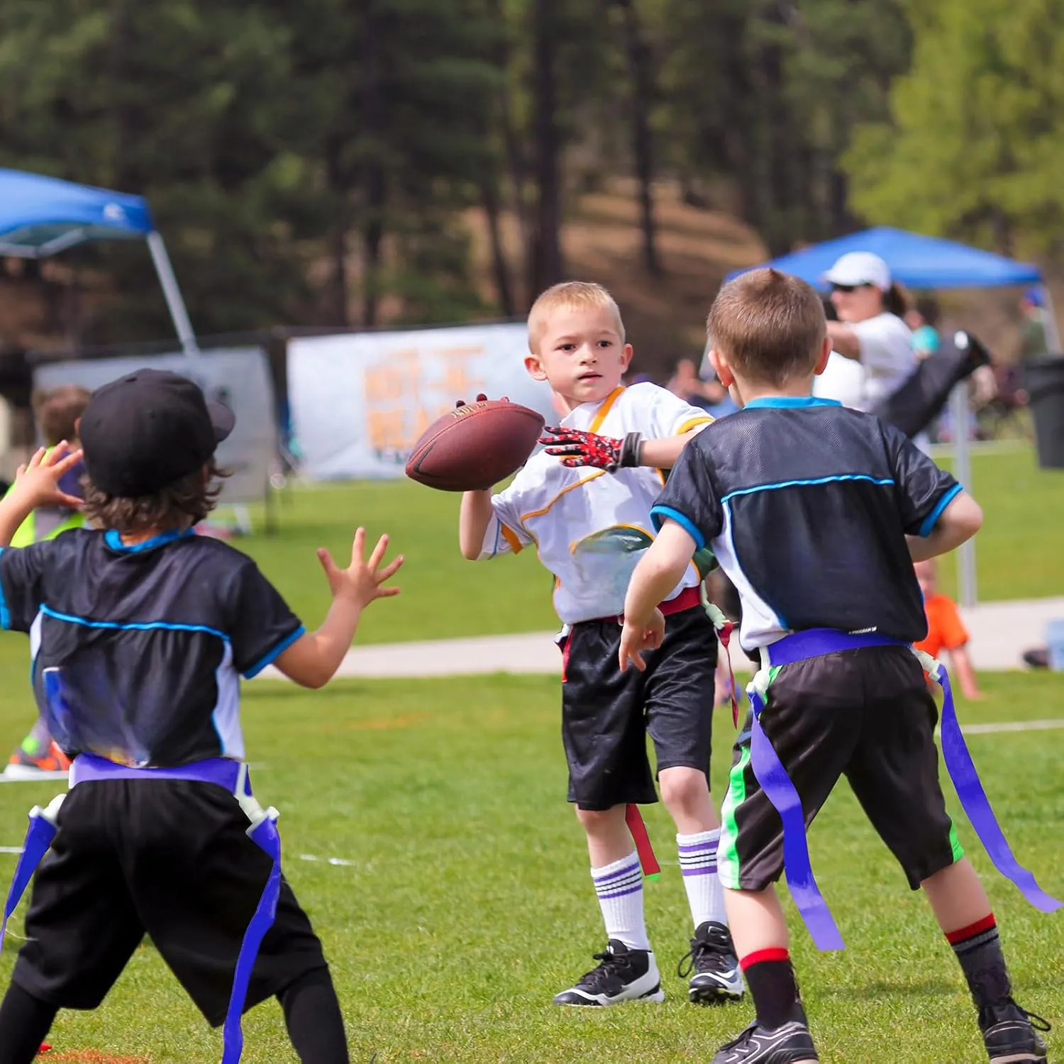 Peryiter 2/12/24 Set Player Flag Football Belt, Adjustable Football Belts and Flags for Kids Youth Adult Sport Team Training