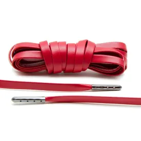 Red Luxury Leather Laces - Gunmetal Plated