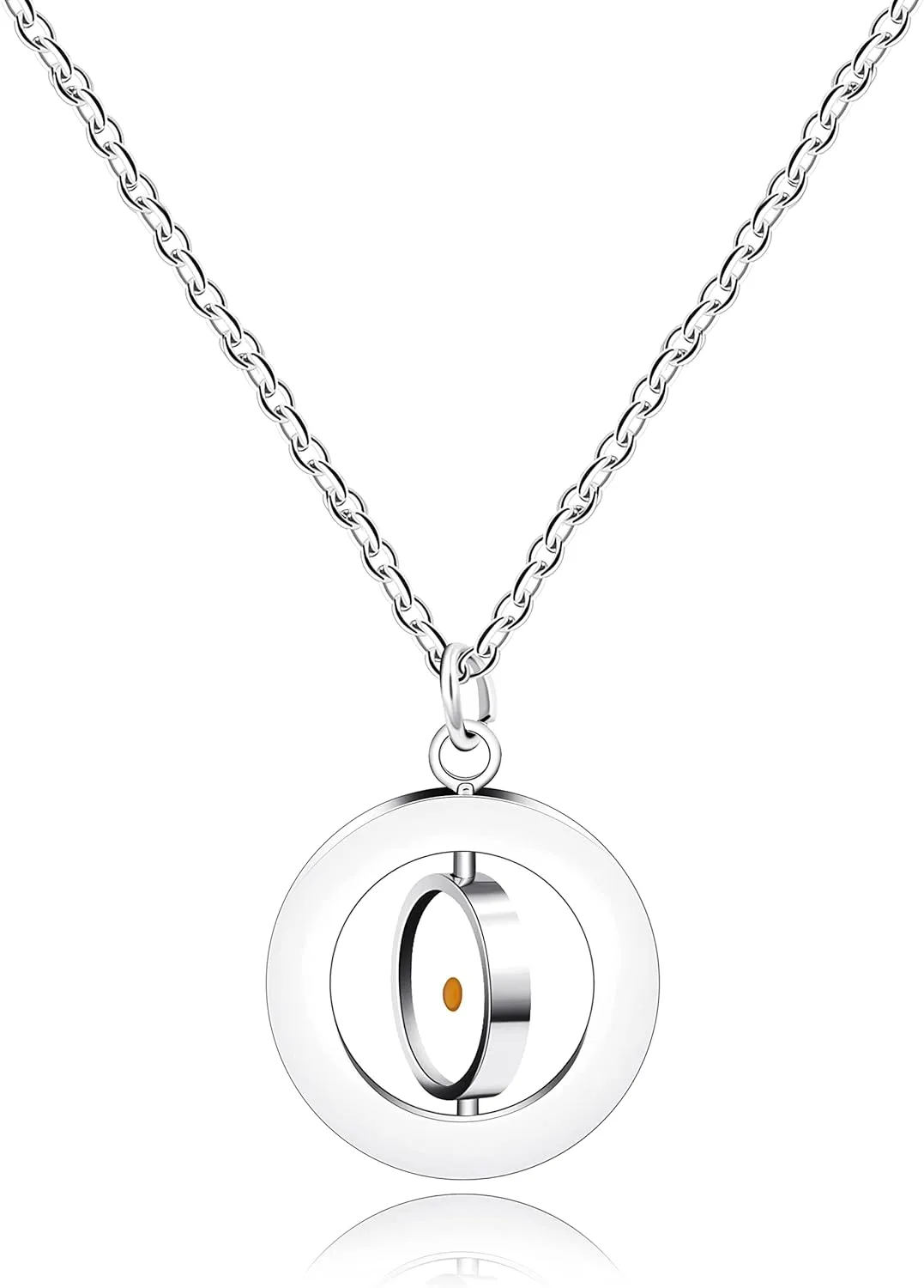 Religous Round Rotating Mustard Seed Pendant Necklace for Men and Women, Silver Stainless Steel Titanium Steel Christian Faith Necklace