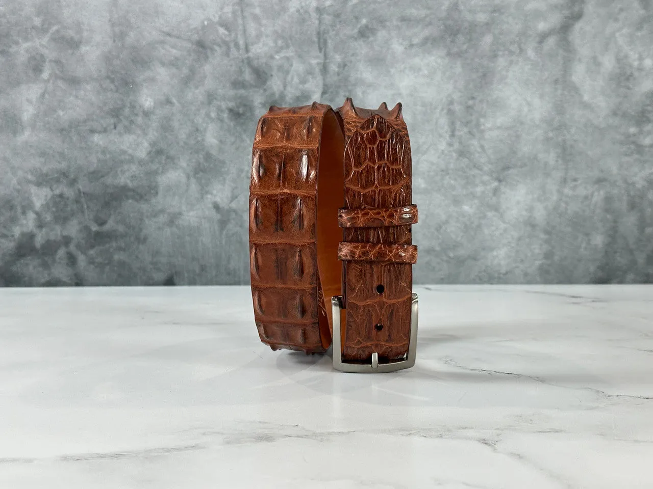 Saltwater Crocodile Belt: Burnished Cognac