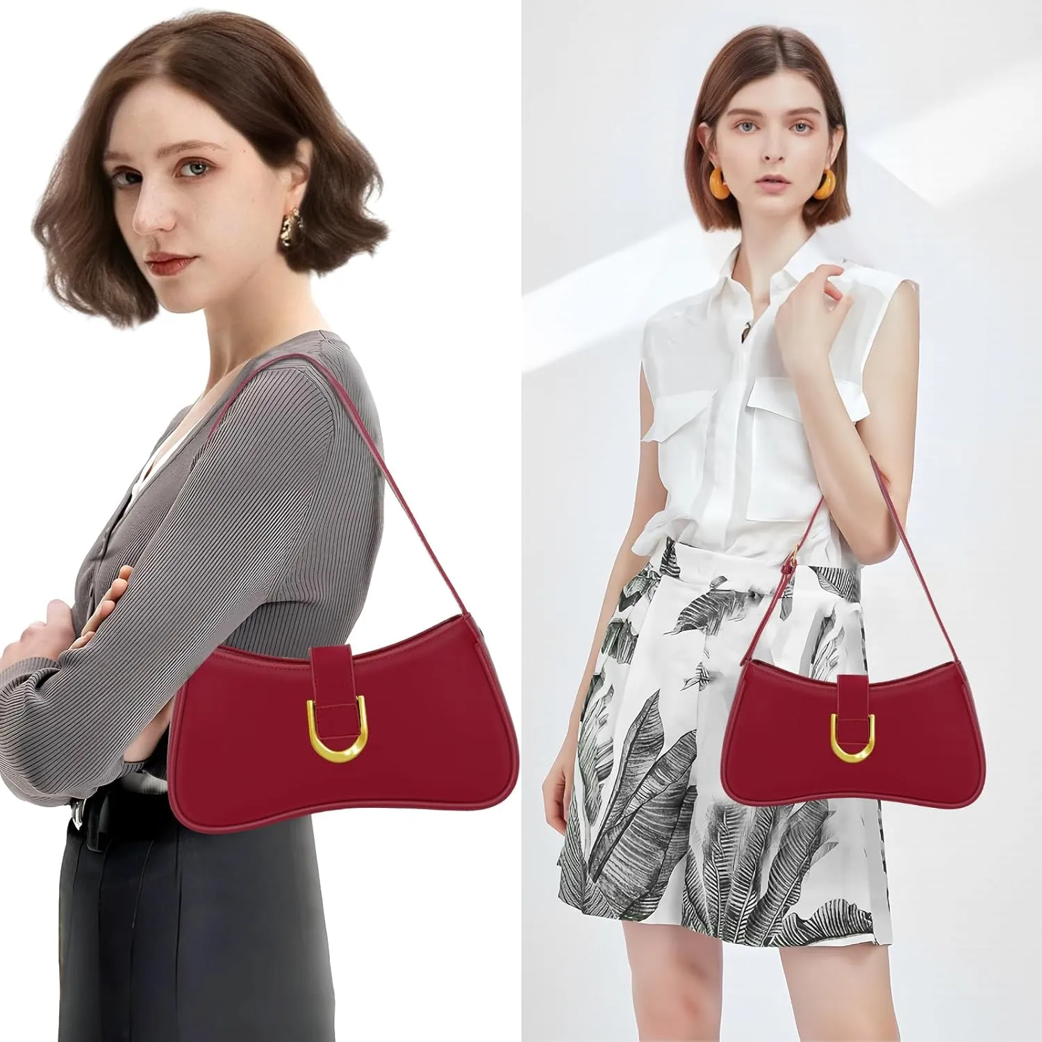 Shoulder Bag for Women Y2K Trendy Underarm Purse Vegan Leather Clutch Hobo Handbags