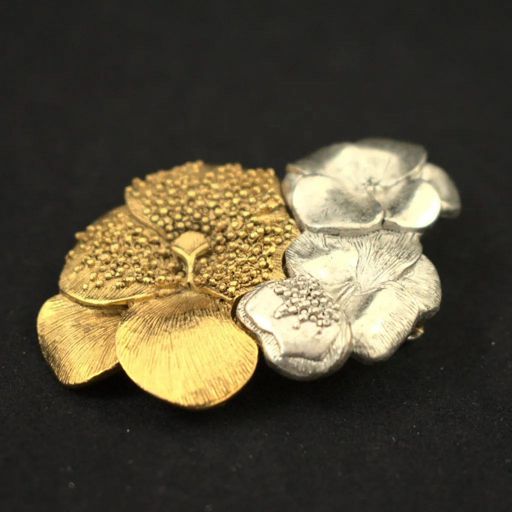 Silver & Gold Pansy Brooch
