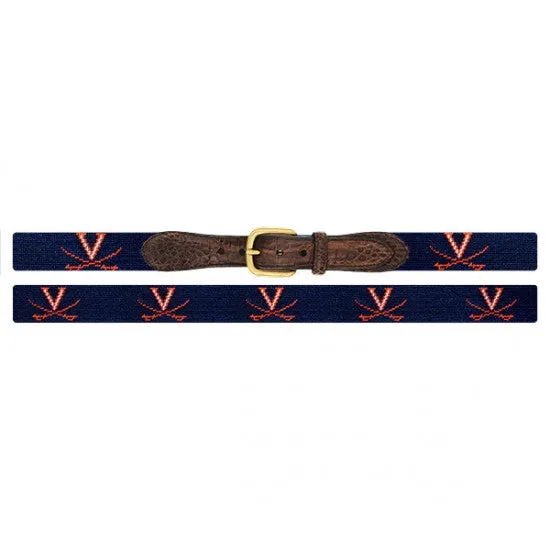 Smathers & Branson Virginia Croc Tab Needlepoint Belt