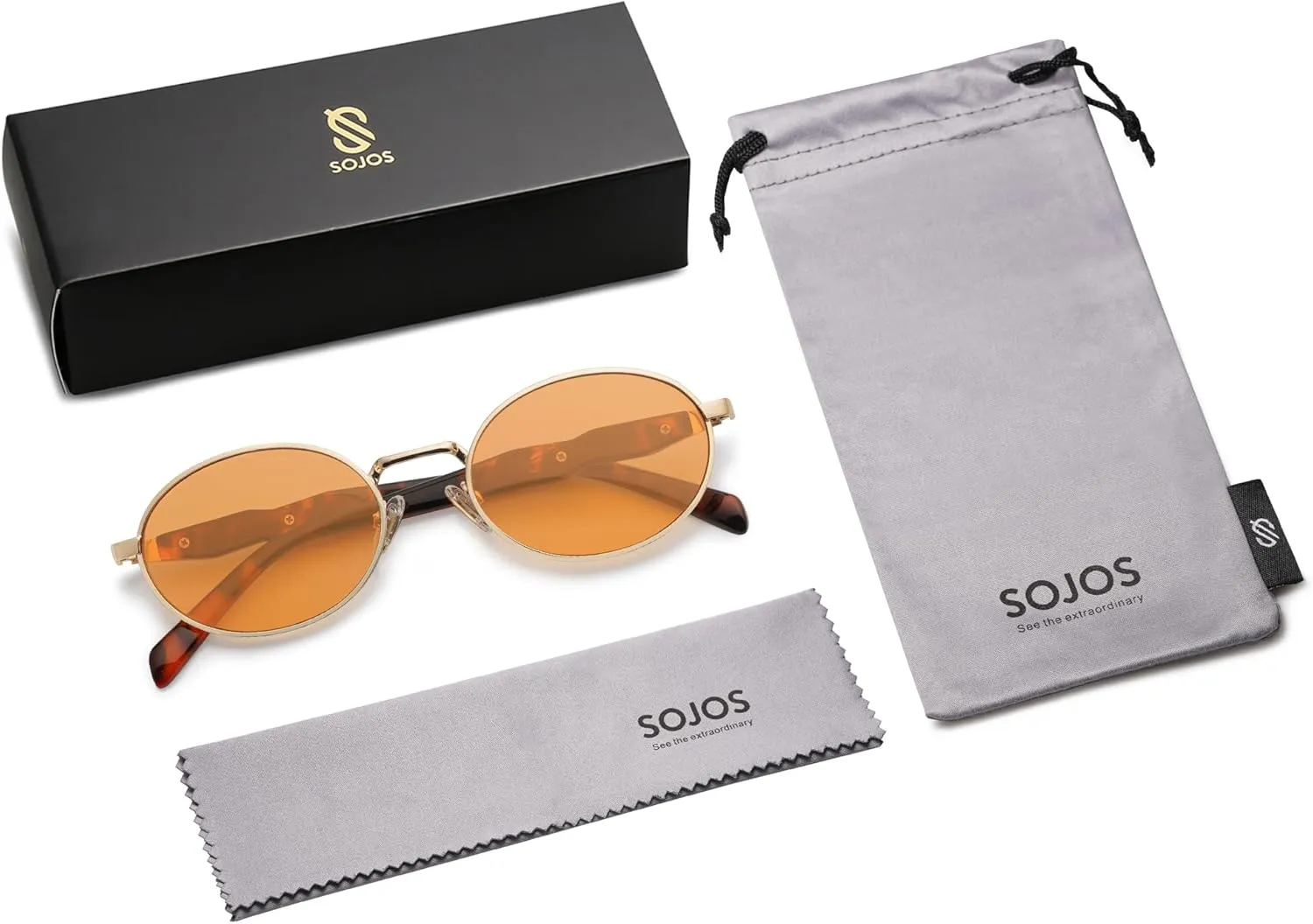 SOJOS Retro Oval Sunglasses for Women Men Trendy Sun Glasses Designer Inspired Classic Shades UV400 Protection SJ1224