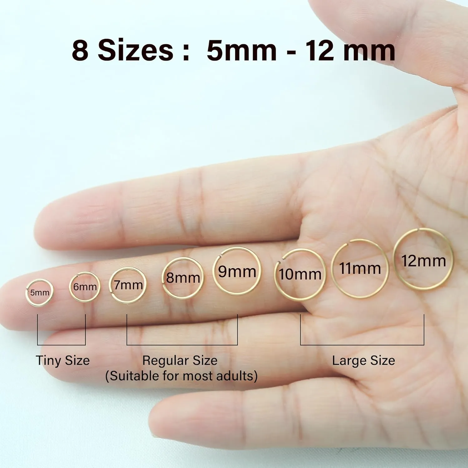 Thin Nose Rings Hoops for Women/Men,Tiny Small Gold Nose Rings 22g for Nose Piercings (1pc - 22 gauge - 8mm,14K Gold Filled)