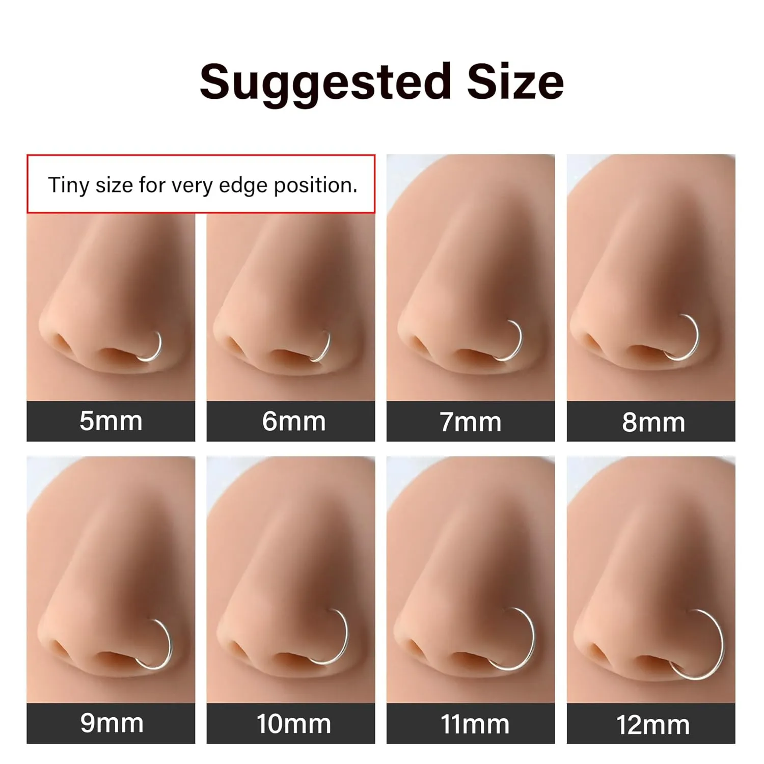 Thin Nose Rings Hoops for Women/Men,Tiny Small Gold Nose Rings 22g for Nose Piercings (1pc - 22 gauge - 8mm,14K Gold Filled)