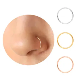 Thin Nose Rings Hoops for Women/Men,Tiny Small Gold Nose Rings 22g for Nose Piercings (1pc - 22 gauge - 8mm,14K Gold Filled)