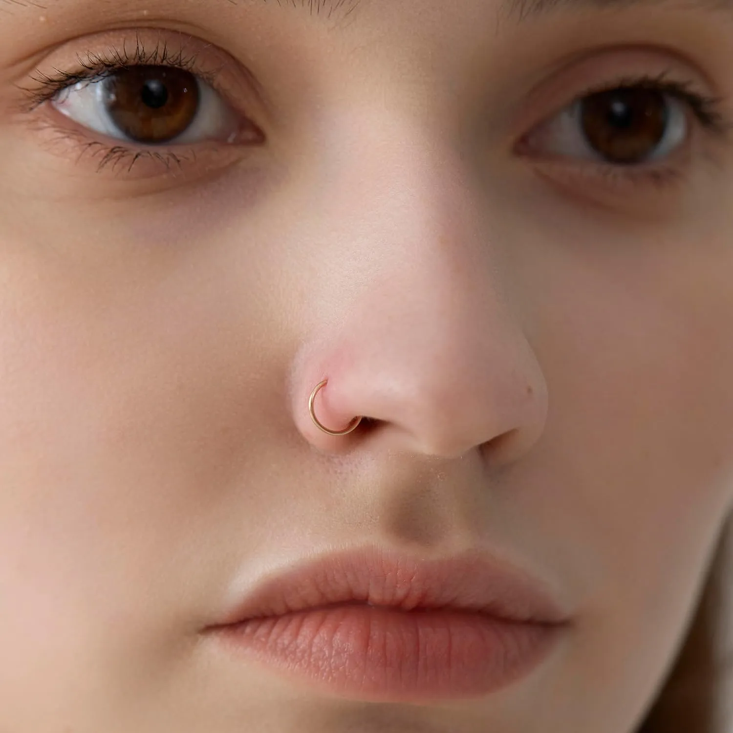 Thin Nose Rings Hoops for Women/Men,Tiny Small Gold Nose Rings 22g for Nose Piercings (1pc - 22 gauge - 8mm,14K Gold Filled)