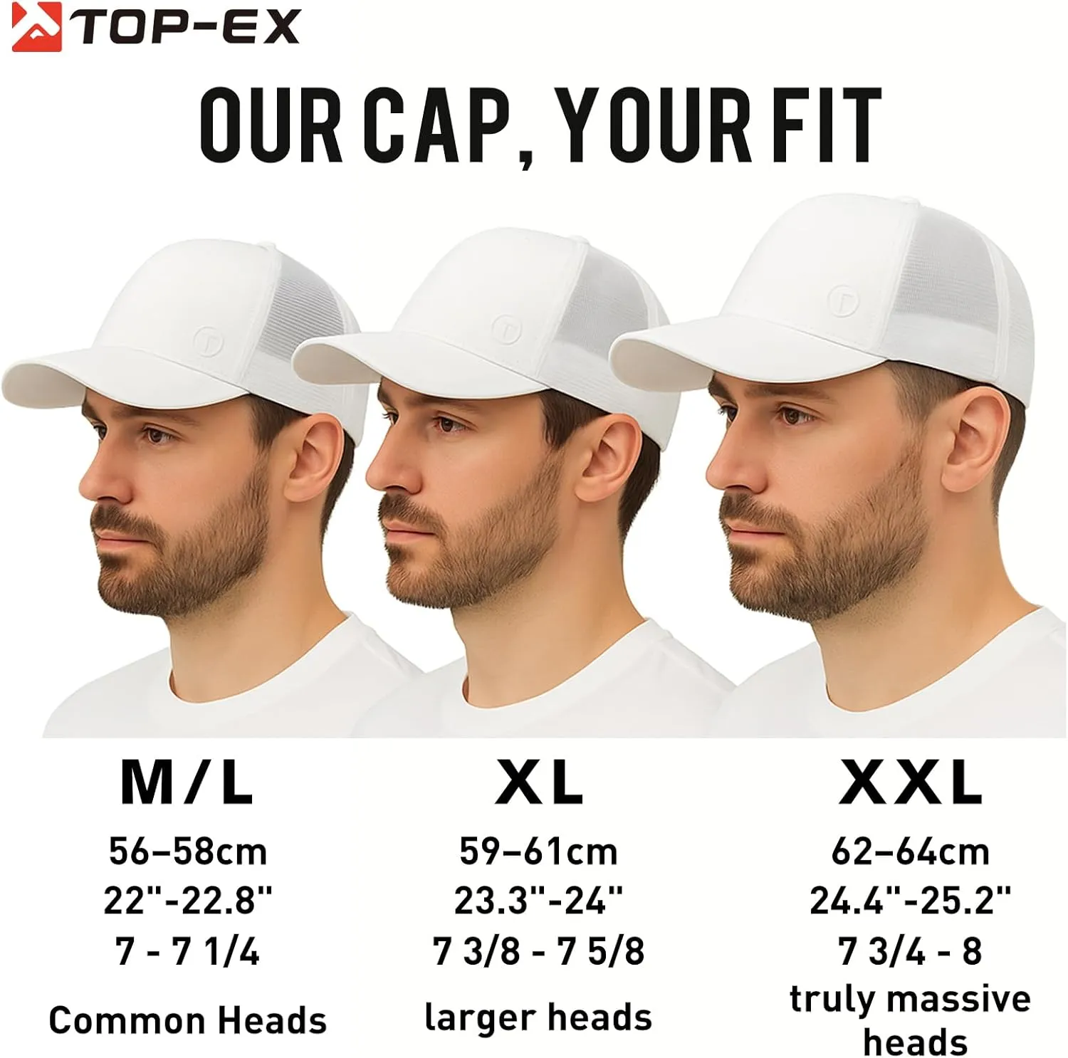 TOP-EX XL/XXL Snapback Trucker Hat Baseball Cap for Men Women - Breathable Mesh