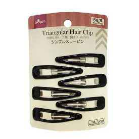 Triangular Hair Clip - 6 Pcs. - Black-