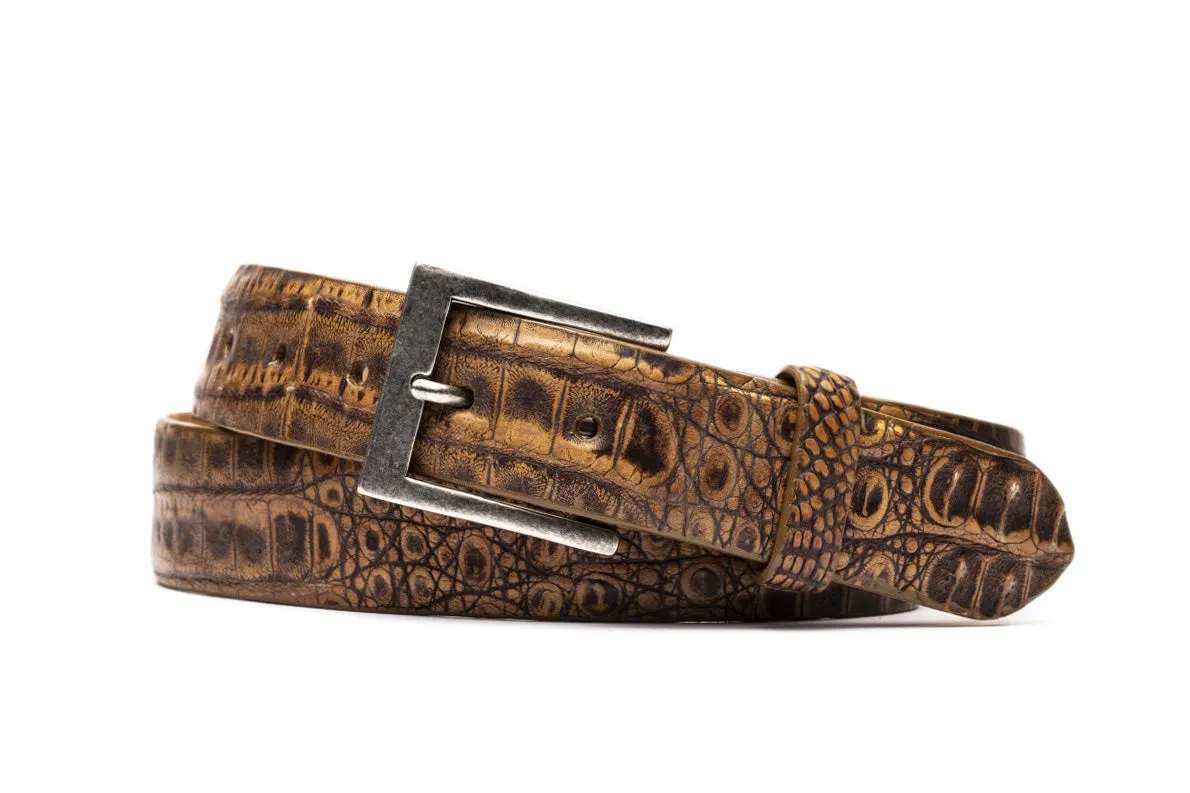 Vintage Crocodile Belt with Antique Nickel Buckle