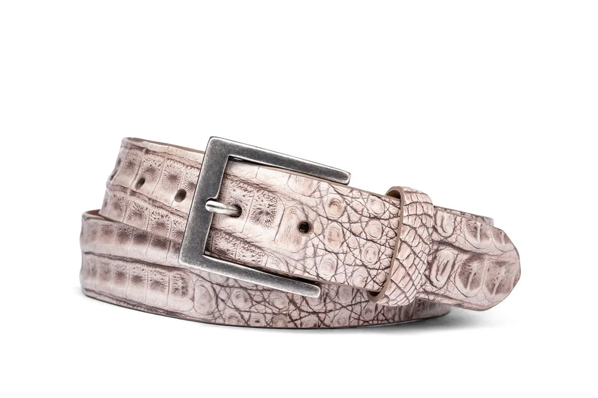 Vintage Crocodile Belt with Antique Nickel Buckle