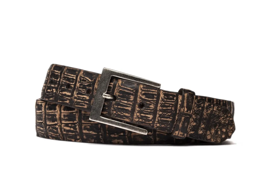Vintage Crocodile Belt with Antique Nickel Buckle