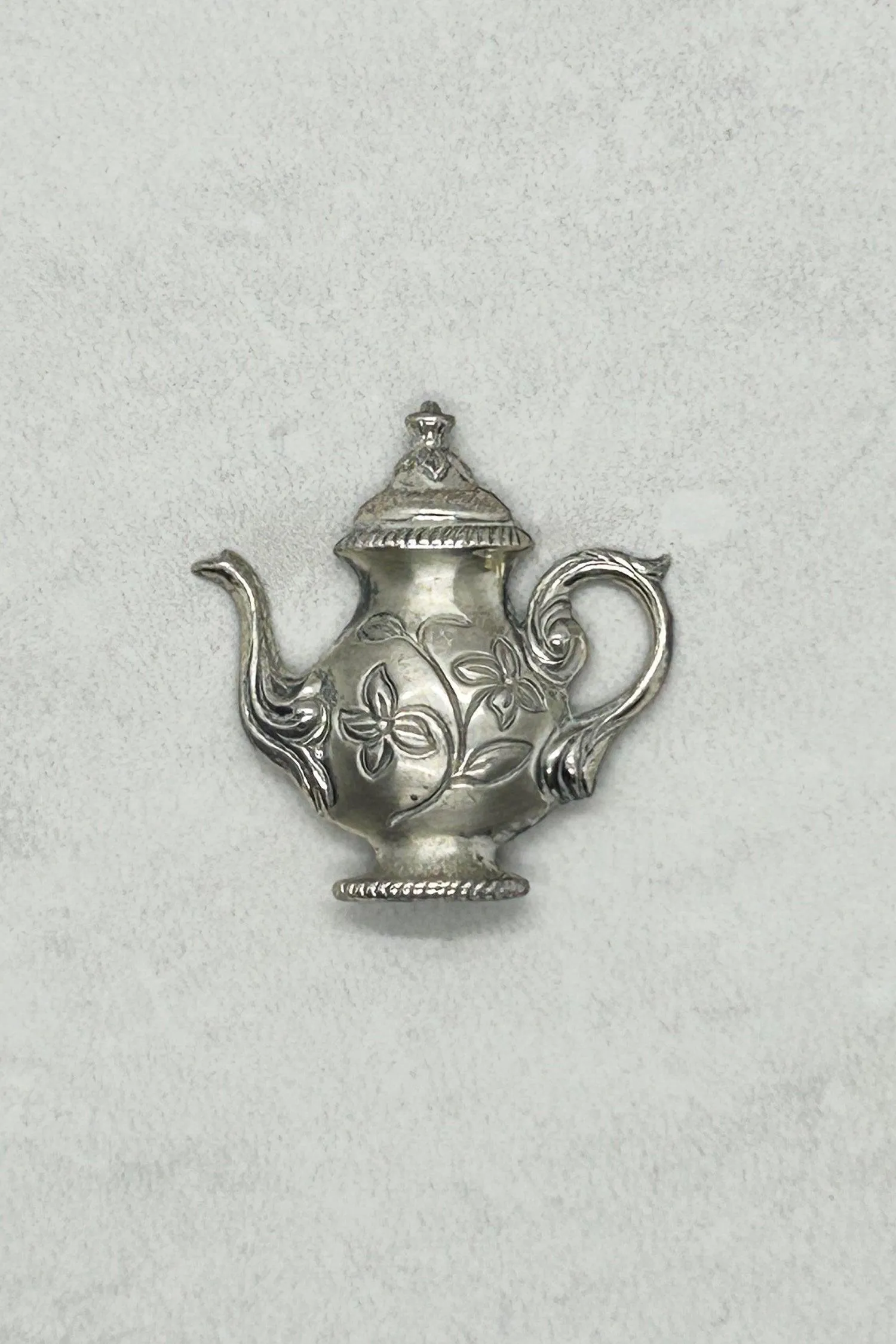 Vintage Silver Tone Teapot Brooch