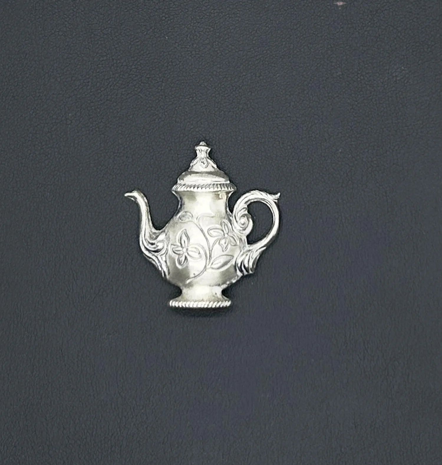 Vintage Silver Tone Teapot Brooch