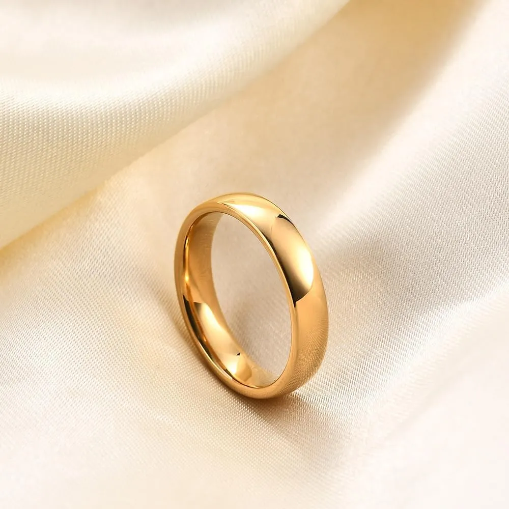 VQYSKO Tungsten Wedding Band Ring for Men Women | 2mm 4mm 6mm 8mm Gold Domed Tungsten Wedding Band Ring for Men Women High Polish Comfort Fit | Size 5-14