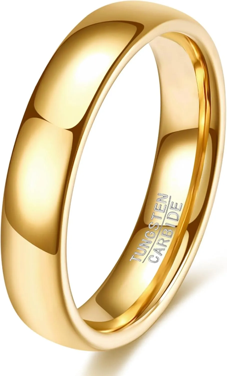 VQYSKO Tungsten Wedding Band Ring for Men Women | 2mm 4mm 6mm 8mm Gold Domed Tungsten Wedding Band Ring for Men Women High Polish Comfort Fit | Size 5-14
