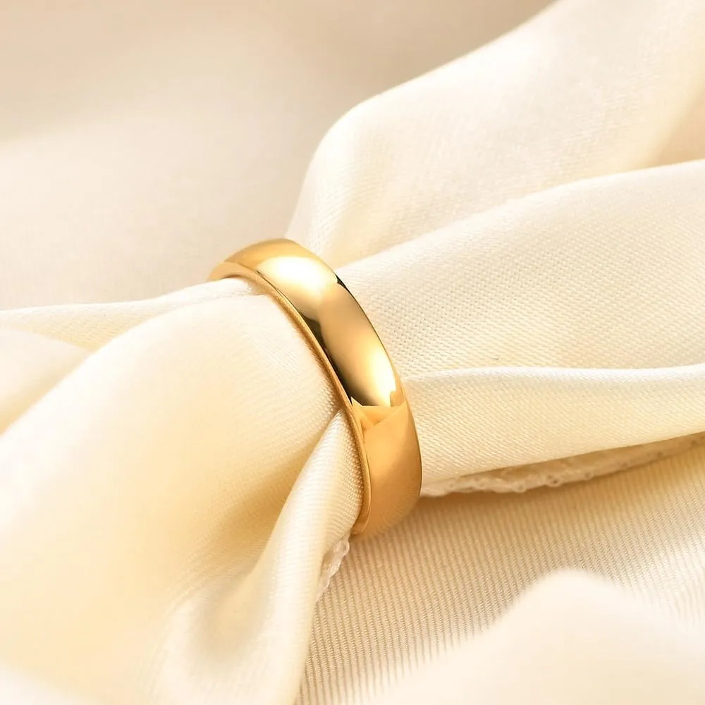 VQYSKO Tungsten Wedding Band Ring for Men Women | 2mm 4mm 6mm 8mm Gold Domed Tungsten Wedding Band Ring for Men Women High Polish Comfort Fit | Size 5-14