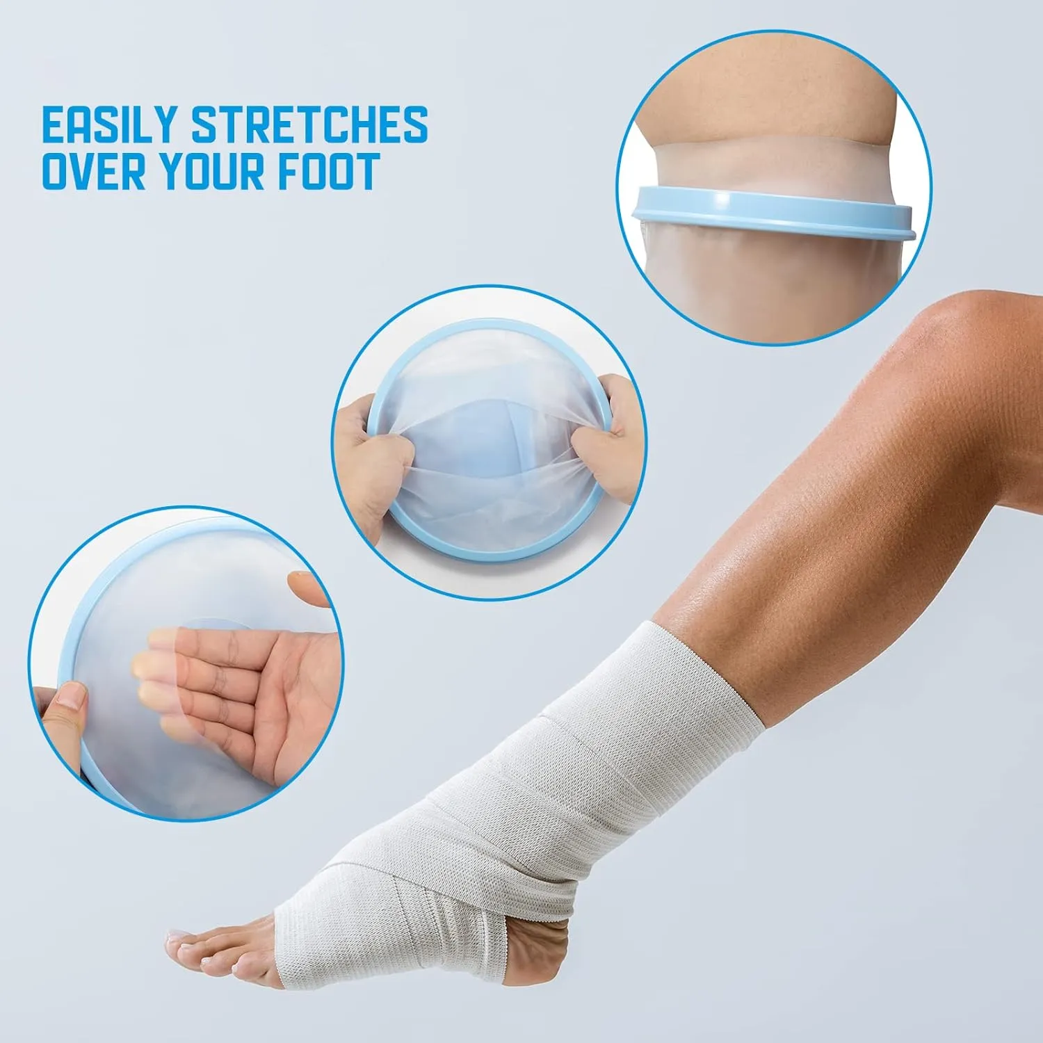 Waterproof Leg Cast Cover for Shower with New Upgraded Non-Slip Padding Bottom,Reusable Sealed Watertight Foot Protector to Keep Wound Covers & Bandages Dry, Perfect Fit for Leg Foot Ankle