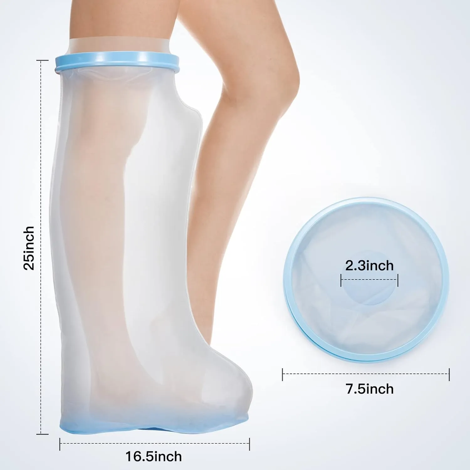 Waterproof Leg Cast Cover for Shower with New Upgraded Non-Slip Padding Bottom,Reusable Sealed Watertight Foot Protector to Keep Wound Covers & Bandages Dry, Perfect Fit for Leg Foot Ankle