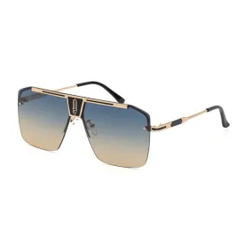 West Louis™ Square Rimless Brand Design Big Frame Flat Top Sunglasses