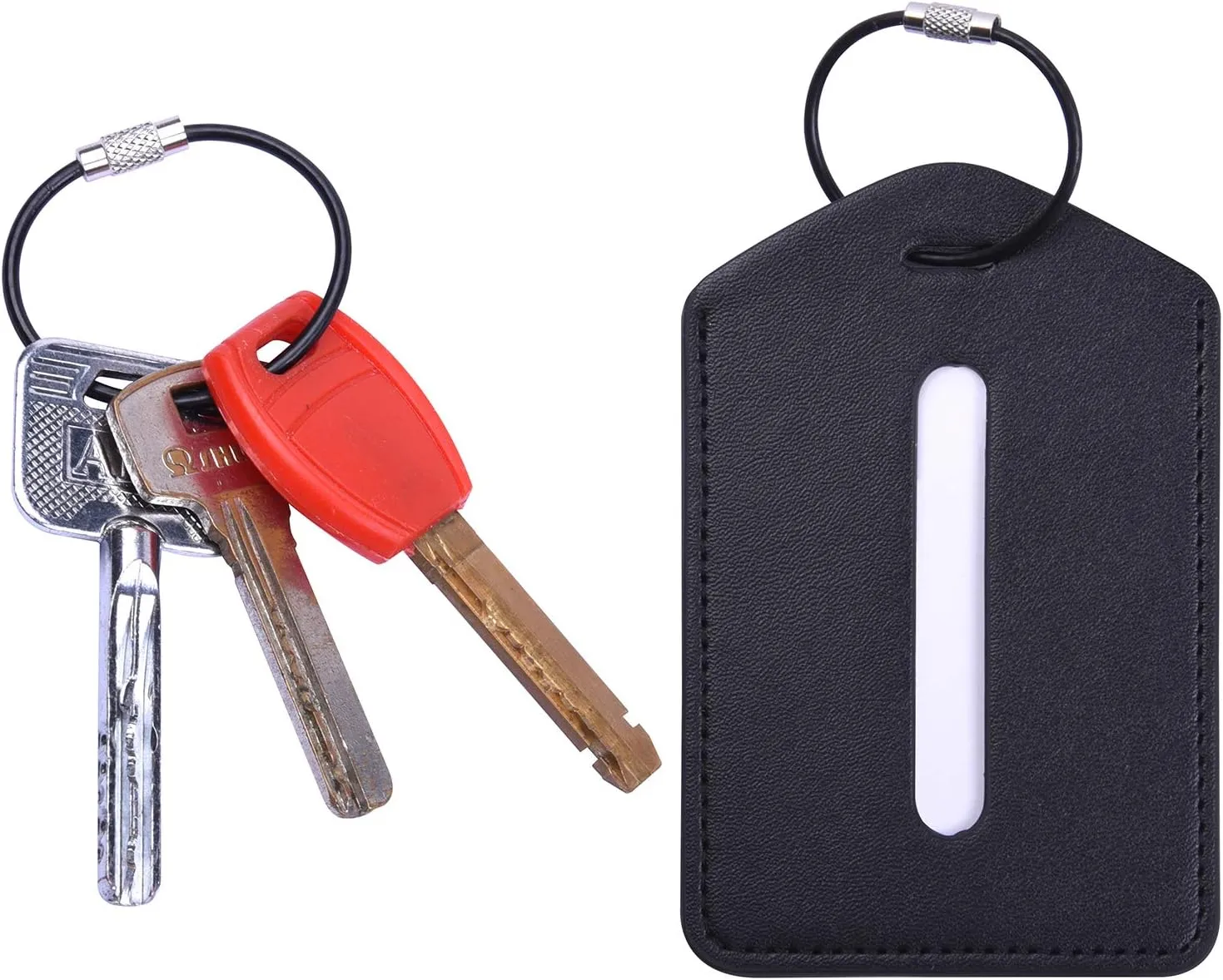 Wisdompro Keychain, 12 Pack of 4.3 Inches Stainless Steel Wire Ring 2mm Cable Loop Rings for Hanging Luggage Tag, Keys and ID Tag Keepers - Black