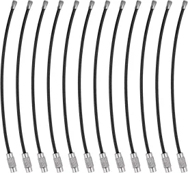 Wisdompro Keychain, 12 Pack of 4.3 Inches Stainless Steel Wire Ring 2mm Cable Loop Rings for Hanging Luggage Tag, Keys and ID Tag Keepers - Black